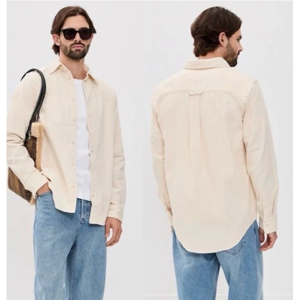 NN07 Errico Pocket 5120 Men’s XXL Cream Corduroy Button Down Shirt Cotton Blend